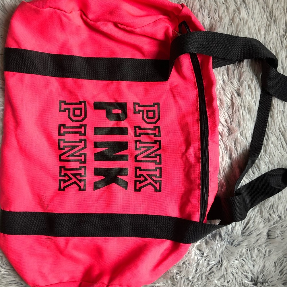 Pink duffle bag